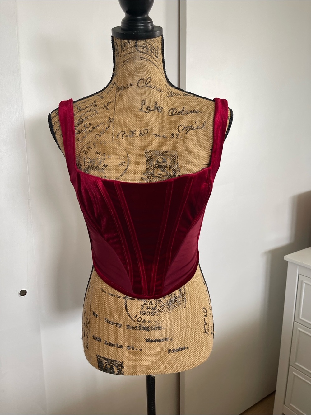 House of CB Burgundy Velvet Corset Top